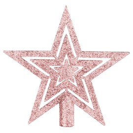 DERAYEE Glittering Christmas Tree Topper, Star Christmas Tree Decoration, Tree Topper Christmas for Christmas Decoration (Rose Gold)