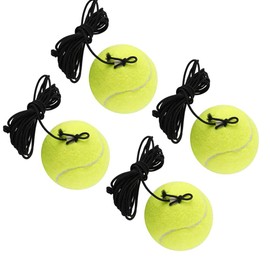 Fulkued 4PCS Tennis Training Balls,Durable Replacement Balls with String for Beginner Single Player Practice Training Gear,for Indoor and Outdoor Tennis Practice with Bounce Ball(Yellow)