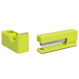 JAM PAPER Office & Desk Sets - 1 Stapler & 1 Tape Dispenser - Lime Green - 2/Pack