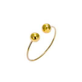 jewellerybox 9ct Yellow Gold Double Ball Adjustable Open Ring