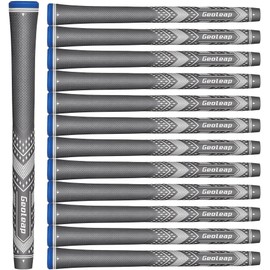 Geoleap Golf Grip Set of 13 - Soft Golf Club Grips, Reduced Taper Design, Advanced Traction and Superior Performance, Standard/Medium Size, Comfortable Clip (Grey - Standard)