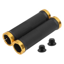 Alomejor 1 Pair Bicycle Handlebar Grips Lightweight Rubber Handlebar Cover for MTB Non-Slip Foam Handlebar Cover with Plug (Gold)