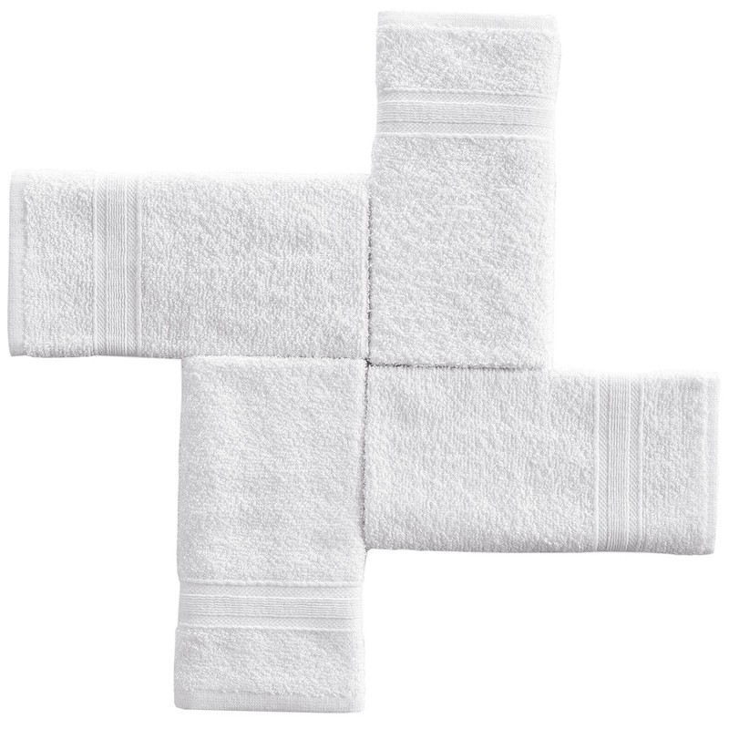 Cotton Fingertip Towels Set - 4 Pack White Highly Absorbent,