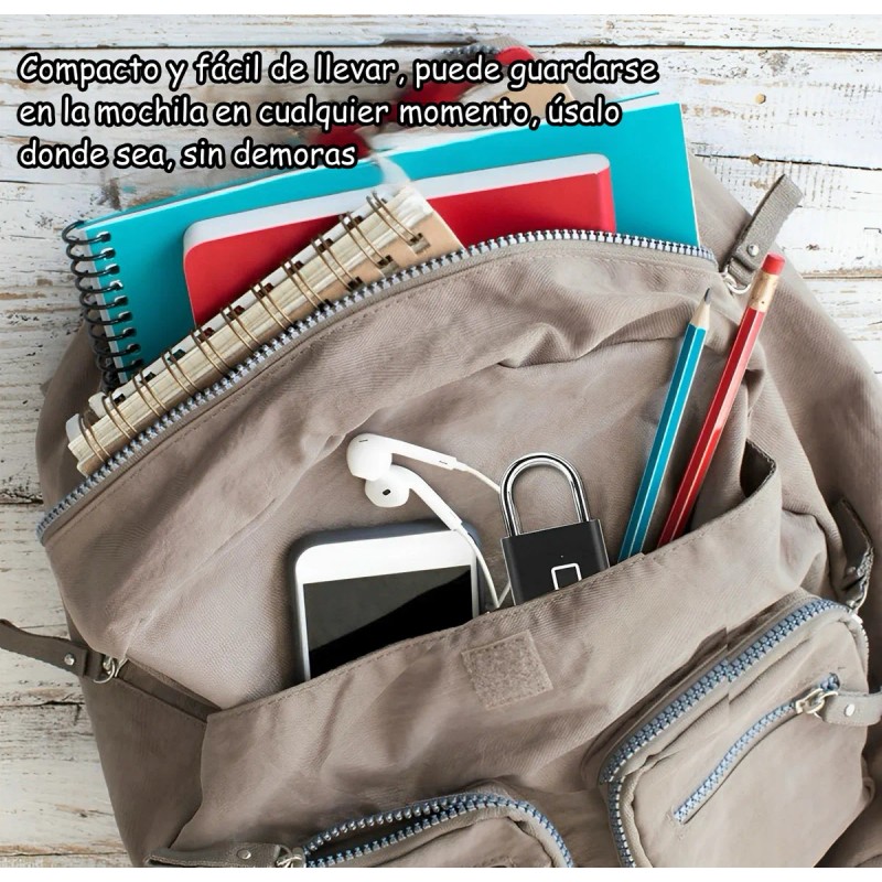 Candado Inteligente Bluetooth App Huella Digital Res Lluvia Color Negro