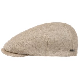 Stetson Just Linen Flat Cap Women/Men - Made in the EU - Made in the EU - Made of 100% Linen - Lined with Cotton - Peaked Cap Plain - Linen Cap with Metal Emblem - Spring/Summer, beige, 60