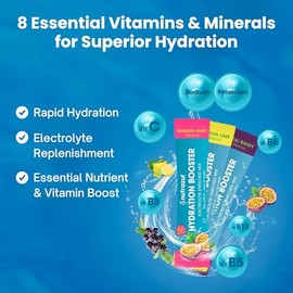 nutrazul Nutrazul Hydration Booster, Barras de electrolitos en polvo con sodio, potasio, vitaminas B6 y B12, sin edulcorantes artificiales, 30 barras