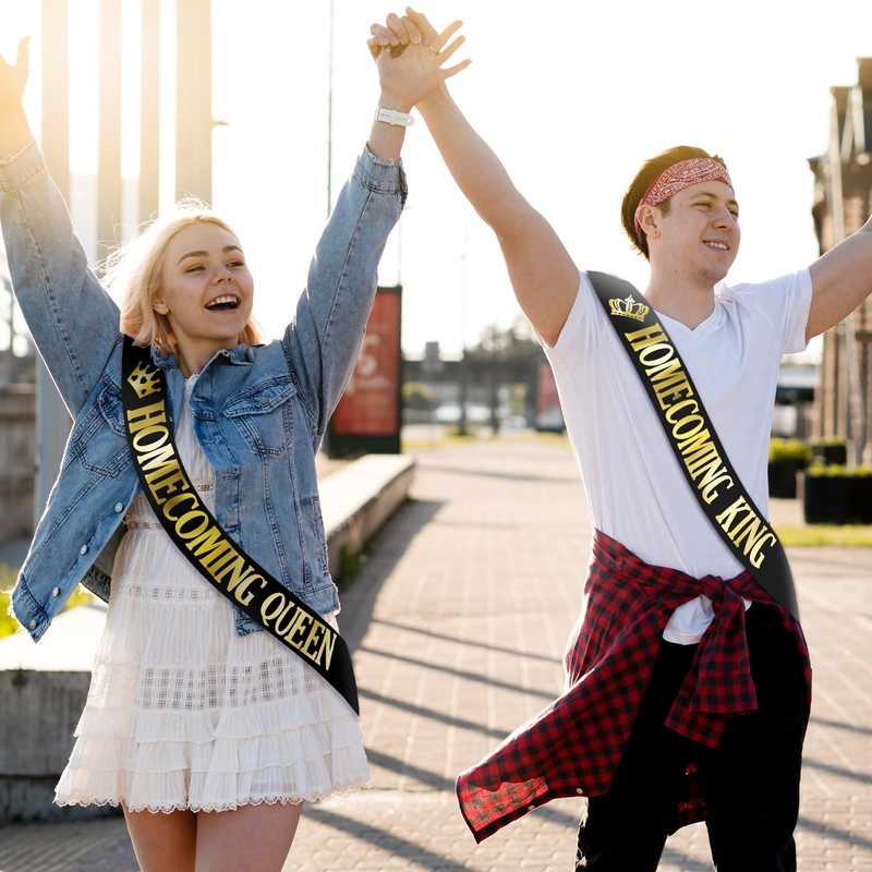 2 Pcs Homecoming King & Queen Sash with Gold Foil,