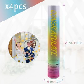 SilverChry Party Popper Gold, Confetti Cannon Birthday, Confetti Gun Set, Confetti Cannon, Wedding Confetti Poppers, Square Pack of 4