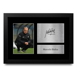 HWC Trading FR A4 Marcelo Bielsa Leeds United Gifts Printed Signed Autograph Picture for Football Fans and Supporters - A4 Framed