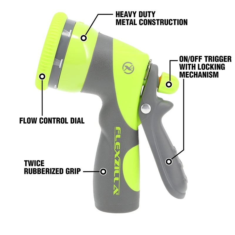 Flexzilla Heavy Duty 7-Pattern Adjustable Pistol Grip Garden Hose Nozzle