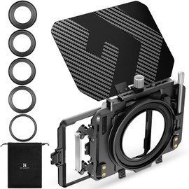 K&F Concept Matte Box with 4 x5.65" Filter Tray, 5 Adapter Rings for 67mm 72mm 77mm 82mm 95mm Camera Lenses, Compatible with SmallRig NISI TIFFEN Filter Accessory