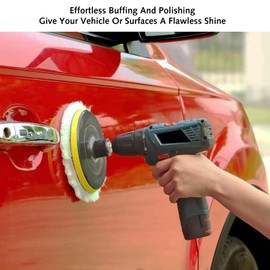 1 Set Car Polishing Pads for Drill, Professional Wool Polishing Pads, Car Buffer Polisher Kit with M10 Drill Adapter and Hex Shank Bit Adapter, For Car Furniture Polishing Waxing