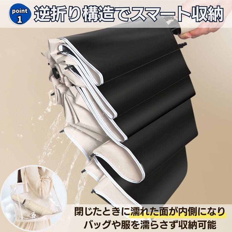 EMIRAIZE Reverse Folding Umbrella, One-Touch, Automatic Open/Close, Folding Umbrella, Large