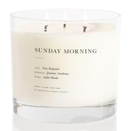 Brooklyn Candle Studio Sunday Morning XL 3 Wick Candle - Luxury Scented Candle, Vegan Soy Wax, Hand Poured in The USA, 100 Hour Slow Burn Time - 27oz