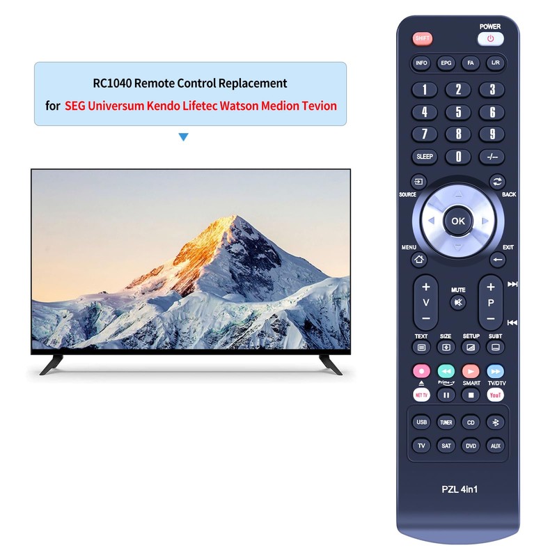 Replacement Remote Control RC1040 for SEG Universal Kendo Medion Tevion