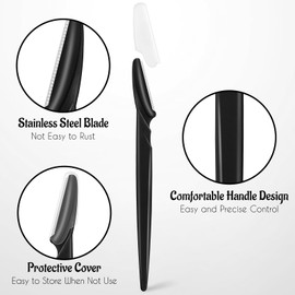 16 Pcs Black Eyebrow Razor, Face Razors Multipurpose, Facial Razors for Women Men, Eyebrow Trimmers Shaver with Safety Cover, Dermaplaning Tools for Face Body Use, Facial Hair Removal Tools