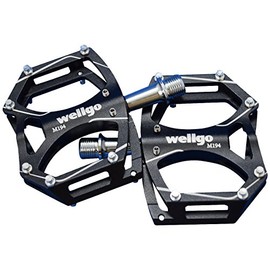 WELLGO Aluminum Pedal with Pin, CNC Thin, Black, 9.2 oz (260 g), Road/ATB/MTB M194