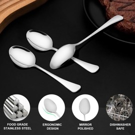 Table Spoons Set Stainless Steel Cutlery Serving Spoons 8.5 inch Long Heavy Dinner Spoon for Kitchen Dishwasher Safe (12)