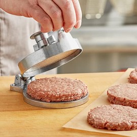 4 ½” Hamburger Press w/ 100 Patty Paper Set – Aluminum Meat Press - Non-Stick Burger Patty Maker for Fast Patty Production