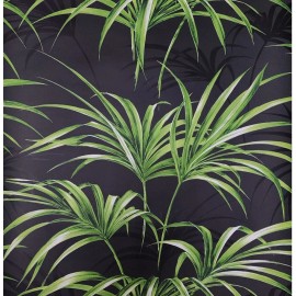 WM Charcoal gray Black green floral palm leaf tropical leaves modern wallpaper roll - sample 8.5 inches x 11 inches