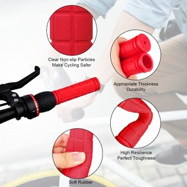 Non-Slip Bicycle Handlebar Grips with Tassel Streamers for Girls, Boys & Kids - Replacement Parts for Mountain Bike, Scooters, Road Bike, BMX, MTB Cycling (Red & Streamers)