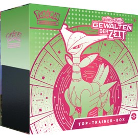 Pokémon -Sammelkartenspiel: Top-Trainer-Box Karmesin & Purpur – Gewalten der Zeit: Eisenblatt (1 holografische Vollbild-Promokarte mit Eisendorn, 9 Boosterpacks & Premium-Zubehör)