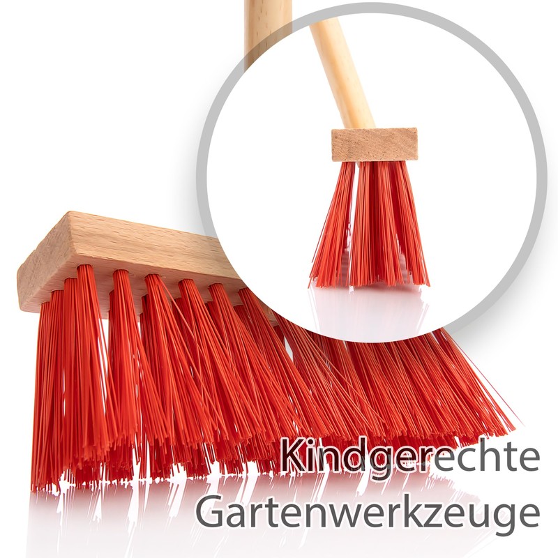 BigDean Children's Broom Street Broom with Red Bristles
