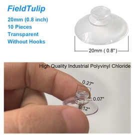 FieldTulip 10 Pieces 20mm Mini Suction Cups Clear Without Hooks Professional PVC Plastic Sucker Pads for Decoration Wall Home Bathroom Kitchen Car