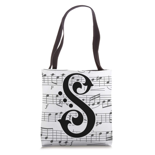 Music Monogram Initial of Capital Letter S Tote Bag