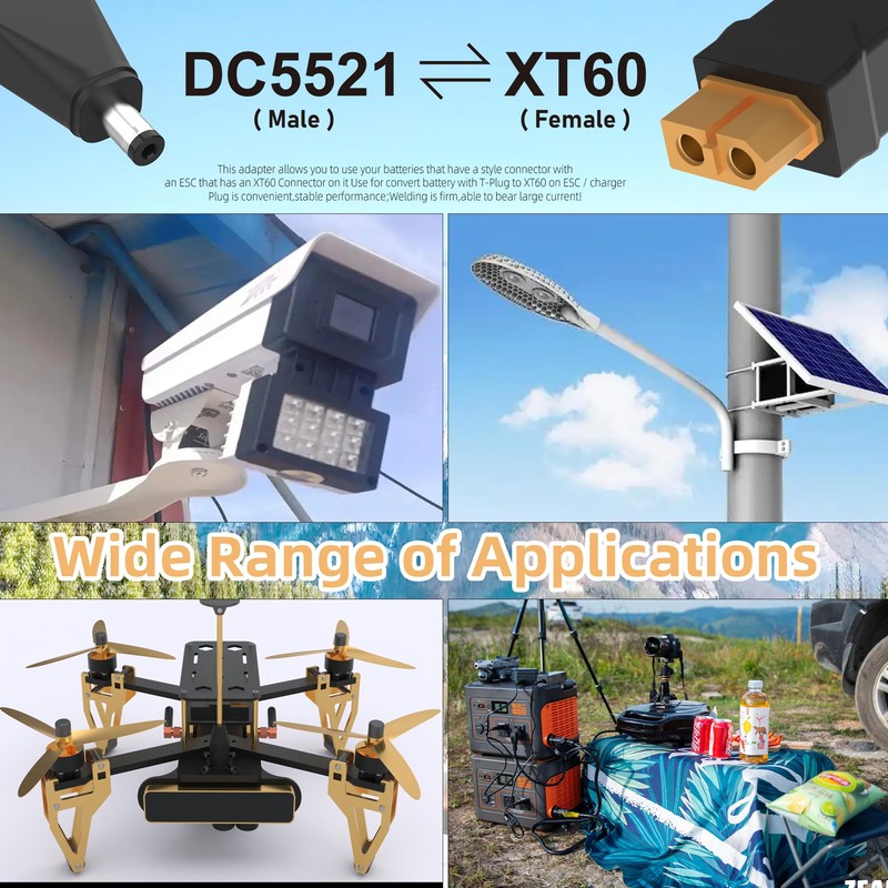 New Upgraded XT60 Connector XT60 Female to DC 5521 Male