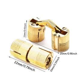 Pack of 4 Invisible Barrel Hinge, Invisible Barrel Hinge, Concealed Brass Hinges, Brass Concealed Hinges, Cylindrical Brass Hinges for DIY Jewellery Box, Hand Crafts