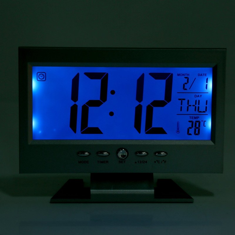 LCD Display Digital Sound Sensor Tisch Schreibtisch Wecker mit Smart