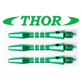 THOR-DARTS Unisex - Adult S_alu_green35_3stripes_3 Dart Shafts Green Short 1 Set