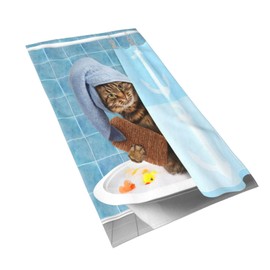 VARUN Long Hand Towels Funny Cat in The Bath Realistic Design Ultra Soft Towel Absorbent Luxury Towels for Bathroom Hotel Gym and Spa 27.5x15.7in
