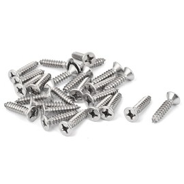 Sourcingmap M5.5 x 25mm Phillips Flat Head Self Tapping Screw Silver Tone 25 Pcs