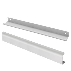 Qjaiune Silver Back Mount Finger Edge Pull 400mm / 15.7", Aluminum Hidden Handle Concealed Tab Pulls for Home Kitchen Living Room Door Drawer Cabinet (4Pcs)