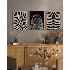 PHOPAGO Boho Wall Decor Abstract Plant Prints Framed Wall Art Minimalist Bohemian Artwork Vintage Farmhouse Modern Home Decor 11x14in Natural Framed