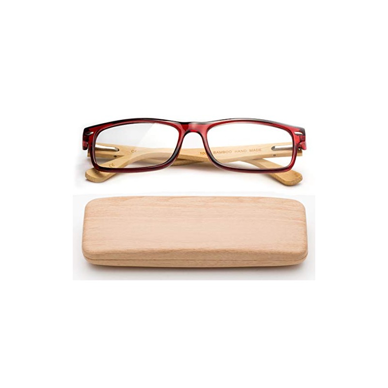 Real Bamboo Reading Glasses Spring Hinge Genuine Bamboo Rectangular Reader