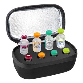SUNMON Peptide Travel Case - 8 ranuras 10 ml péptido caso para nevera, color negro | Estuche portátil para viales U-100, impermeable con aislamiento d