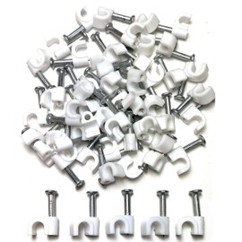 Round White Cable Clips 7mm with Fixing Nails - Packs of 100