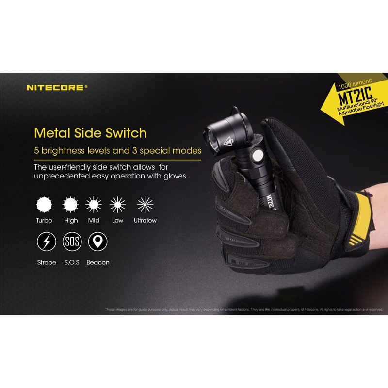 Nitecore MT21C LED Flashlight, 1000 Lumen Right Angle 90 Degree