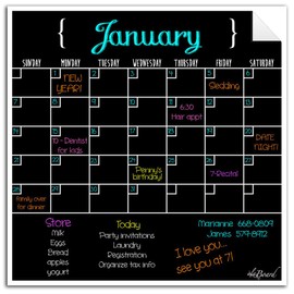 Decal Peel and Stick Dry Erase Monthly Calendar Black