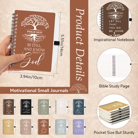 Kosiz 20 Pcs Fathers Day Christian Gift Bulk Prayer Journal Bible Verse Spiral Notebook with Christian Ballpoint Tree of Life Religious Church Gift for Women Men Sunday School (Neutral Color)