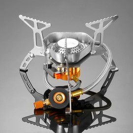 Jnoni Ultralight Portable Camping Backpacking Stoves with Piezo Ignition for Outdoor Hiking Cooking Wind-Resistance Stove with Propane Adapter (Stove with Propane Adapter)