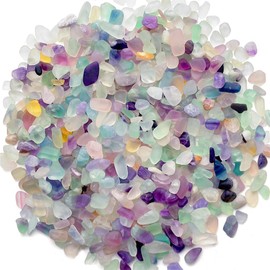 Siencooray Fluorite Tumbled Stone Chips Natural Crushed Chip Bulk 7mm-9mm Crystal Pieaces for Aquarium Vase Plant Fish Tank Air Plants Decoration Jewelry DIY- 0.44 Lb/200g (Fill 0.5 Cup), 0.45lb