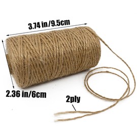 Leecogo Jute Twine 328 Feet 100m 1mm 2 Ply Natural Jute String for Arts & Crafts, Jewelry Making, DIY Projects, Gift Wrapping, Home Decor