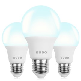 BUBO A19 LED Light Bulbs, 60 Watt Equivalent LED Bulbs, Daylight 5000K, 800 Lumens, E26 Standard Base, Non-Dimmable, 8W Daylight LED Bulbs for Bedroom Living Room Home Office, 3 Pack