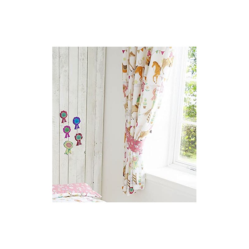 Girls duvet sets horse riding quilt cover bedding & curtains