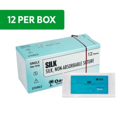 Oasis Silk Surgical Suture, 6-0, (C-3) 3/8 13mm Reverse Cutting Needle, 45mm, 12/Box, Veterinary Use