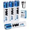 HW USB Rechargeable AAA Batteries, [1.5V, 4-Pack] 1300mWh Lithium Battery